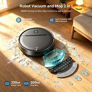 Robot aspirateur et serpillière 2-en-1 à forte aspiration, contrôle WiFi par application, auto-recharge, idéal pour poils d'animaux - Product Image 1