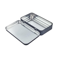 Vente en gros de boîtes métalliques rectangulaires vides à charnière pour le stockage