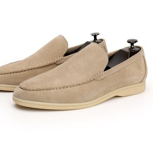 Mocassins beiges en similicuir suédé, bout rond, à enfiler, confortables, pour le bureau, semelle extérieure en caoutchouc, semelle intermédiaire en EVA, toutes saisons, style uni - Product Image 3