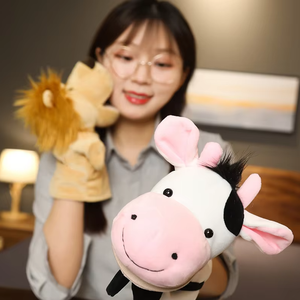 Marioneta de Mano de León de Peluche Suave y Creativa y Marionetas de Dedo de Animales de Granja con Algodón PP Esponjoso, Juguete Adorable para Niños, Juegos de Rol - Product Image 6