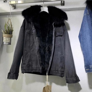 Veste d'hiver à manches longues la plus vendue, manteau en fourrure pour femmes, veste en jean avec fourrure - Product Image 4