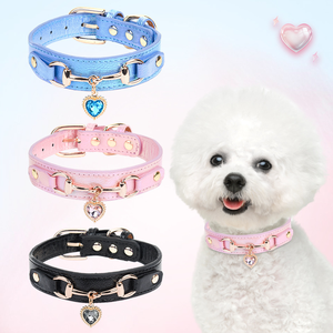 Correa de perro de cuero cómoda de lujo, accesorio de nailon sólido para mascotas, diamantes de imitación brillantes, estilo moderno, Collar de perro personalizado, cuerdas para el cuello - Product Image 1