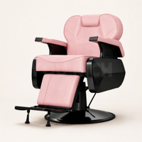 Fauteuil de Barbier Hydraulique Rose Inclinable avec Base Noire pour Salon de Coiffure et Mobilier de Salon de Beauté
