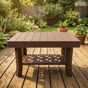 Table à manger carrée moderne Anax Brown en résine, résistante à l'eau, en plastique durable pour la maison et l'hôtel - Product Image 2