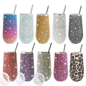DD2748 Bling Stainless Steel Vacuum Wine Tumbler Rhinestone Straight <b>Cup</b> Coffee <b>Cup</b> Diamond <b>Insulated</b> Glitter Water Bottle 16 - Product Image 1