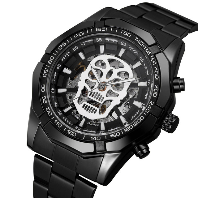 Mechanical Watches Men Wrist Hot Sale Skull Skeleton Clock Steel Luminous Hands Men's Automatic Wristwatches Orologio Automatico