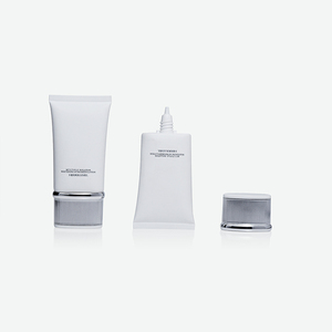 <b>White</b> Oval <b>Flat</b> PE Cosmetic Tube With Screw <b>Cap</b> Custom Logo Labeling PP Material - Product Image 1
