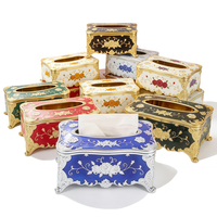 Boîte à mouchoirs de luxe européenne multi-styles en ABS |   Étui de décoration de bureau en forme de rose en relief 3D |   Organisateur de mouchoirs pour hôtel, KTV, villa, bar