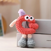 Porte-clés Monogramme au Crochet, Lettre en Peluche Amusante Tricotée, Breloque de Sac, Étiquette Personnalisée pour Sac à Dos d'Enfant, Vente en Gros