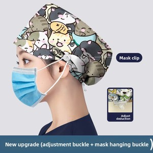 Gorro Quirúrgico de Algodón Puro / Gorro de Trabajo / Gorro de Enfermera con Banda Elástica y Patrón de Dibujos Animados, Accesorios Adecuados para Médicos, Enfermeras, Dentistas - Product Image 1