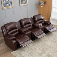 Canapé Relax Similicuir avec Console de Rangement Ensemble Canapé Manuel Inclinable Meuble Fauteuil Relax