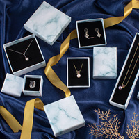 Boîte cadeau de luxe A1 en carton à motif pierre, présentoir personnalisé pour boucles d'oreilles, avec coussinet en éponge foncé, structure en deux parties