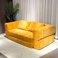 Canapé-lit en velours convertible avec coussin épais, idéal pour salon, appartement, hôtel, meuble multifonctionnel emballé sous vide