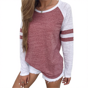 Haut décontracté à manches longues et col rond pour femme, nouvelle collection automne, style rayé, respirant, en polyester Balry - Product Image 4