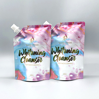 Pochette souple personnalisée avec bec verseur pour savon liquide, cosmétiques, crème pour les mains, shampoing, lotion – Sachet de recharge en plastique de 100 ml