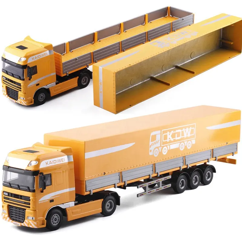 KDW 1/50 échelle alliage moulé sous pression tente plate-forme transporte camion modèle 625044 enfants à plat transporteur camion véhicule jouet pour cadeaux
