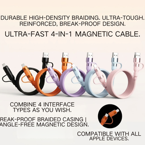 Cavo Magnetico Personalizzato da Fabbrica 150W 4 in 1 Ricarica Rapida Tipo <span class=keywords><strong>C</strong></span> a <span class=keywords><strong>C</strong></span> in Rame Puro Autoripieghevole Intrecciato per Telefono e Laptop - Product Image 2