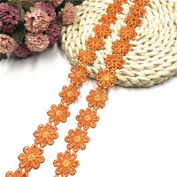 LS496 2.5cm petites fleurs colorées hydrosolubles bricolage vêtements accessoires broderie dentelle garniture pour la décoration de sous-vêtements