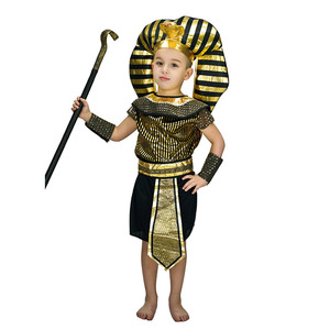 Costume de Fête Deluxe pour Enfants, Paillettes Dorées et Noires, Thème Halloween Carnaval, Costume de Pharaon Égyptien - Product Image 1