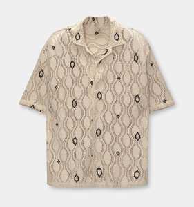 Cardigan personnalisé en tricot respirant et décontracté Chemise en tricot géométrique à manches courtes Chemise en tricot décontractée pour homme - Product Image 5