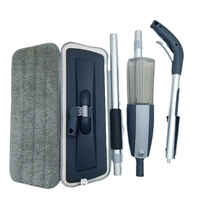 Vadrouille à poussière rechargeable pour sol plat avec bouteille rechargeable et 2 tampons lavables en microfibre