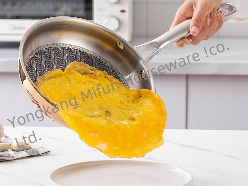 Modern 10 Pc Hybrid Cookware Set W/ Lids Stainless Steel Wok Kitchenware 3-ply Stainless Steel Honeycomb Non Stick Pans Sets · image 4