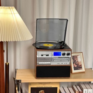 Lecteur <span class=keywords><strong>de</strong></span> disques vinyles rétro tout-en-un, lecteur <span class=keywords><strong>de</strong></span> cassettes, lecteur <span class=keywords><strong>de</strong></span> CD, sans fil, pour haut-parleur <span class=keywords><strong>de</strong></span> carte, multifonction, décoration, cadeau - Product Image 2