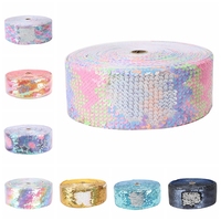 En gros 48 Couleurs 3 pouces 75mm Réversible Paillettes Dentelle Paillettes Bande Paillette Ruban Paillettes Bande pour Robe de Danse