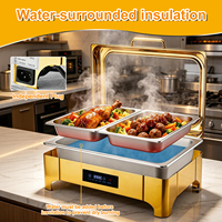Chauffe-Plats Électrique de Luxe 6L 9L Doré, Réchaud de Buffet en Acier Inoxydable à Température Numérique Contrôlée pour Buffet