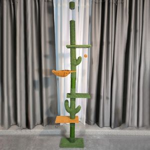 เสาสำหรับข่วนแมวทำจากป่านศรนารายณ์สไตล์โมเดิร์นทนทานปรับความสูงได้ต้นกระบองเพชรพื้นถึงเพดานหอคอยแมว - Product Image 1