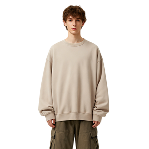 TKAN261 Venta al por mayor Color sólido Sudadera de manga larga Cuello redondo Diseño de estilo de pareja Bordado Jersey de gran tamaño para hombre - Product Image 3