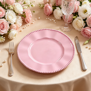 <span class=keywords><strong>Assiette</strong></span> de présentation <span class=keywords><strong>contemporaine</strong></span> en plastique PP réutilisable de 33 cm avec perles pour décorations de table de mariage ou de douche nuptiale - Product Image 5