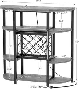 Estante <span class=keywords><strong>de</strong></span> vino moderno para el hogar con luces LED y tomas <span class=keywords><strong>de</strong></span> corriente para exhibir y almacenar vino Decoración elegante para el hogar - Product Image 6