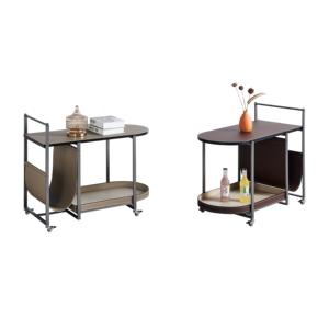 Modern Movable Leather <strong>Corner</strong> <strong>Table</strong> with Shelving Sense Trolley Design <strong>for</strong> <strong>Small</strong> Apartment Home Furniture Set - Product Image 2
