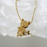 Collier mignon en forme d'ours 3D en acier inoxydable plaqué or 18 carats, chaîne de pull avec pendentif ours pour femmes