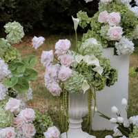 C-507 Hochwertige 40cm Grün-Weiße Hortensien-Rosen Seidenblumen-Hängekugel für Hochzeitstisch-Dekoration Lieferant