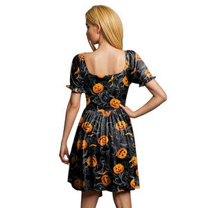 <span class=keywords><strong>Robe</strong></span> swing à col en V à manches bouffantes plissée vintage à taille empire antistatique pour femmes G & PL - Product Image 5