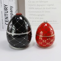 Pot de bougie ovale en forme d'oeuf en porcelaine vide unique personnalisé noir rouge Synwish pour la décoration de la maison