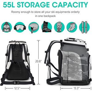 Sac à dos professionnel PLAYMAX pour bottes de snowboard et casque, en tissu Oxford 600D, pour équipement de ski/snowboard tout-en-un - Product Image 4