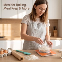 Báscula Digital de Cocina Compacta con Diseño Creativo, Pantalla LCD Delgada de Vidrio Templado con Patrón de Reloj Naranja, Capacidad de 5 kg y Precisión de 1 g