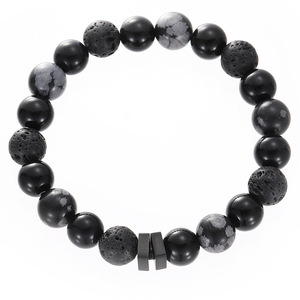 Bracelet de couple personnalisé en acier titane brillant avec étoile, tendance pour homme, en obsidienne <span class=keywords><strong>onyx</strong></span> noir original - Product Image 5