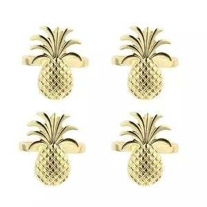 New arrival metal gold pineapple handmade creative napkin rings table decoration holders for Wedding festivals