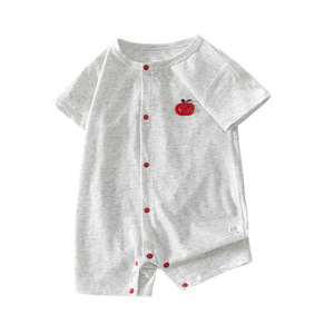 Body de Bebé de Manga Corta, Algodón Peinado, Unisex, con Bordado de Manzana, Ropa de Verano - Product Image 5