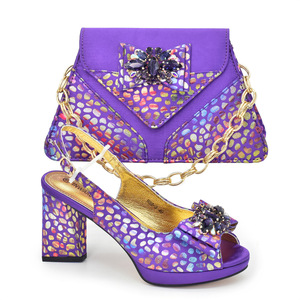 Chaussures compensées ouvertes en PU à enfiler avec pierres, ensemble de chaussures de mariée pour femme, été hiver, pour fêtes africaines, par Inmyshop - Product Image 5