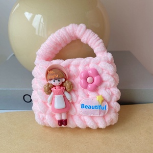 Sac pour écouteurs Popcorn Girl inspiré de l'art déco fait à la main au crochet Ins Niche Design Creative Couple Wallet - Product Image 3