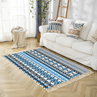 Nouveau tapis tissé antidérapant à poils ras en polyester à motif géométrique HR, lavable en machine, pour chambre et salon, décoration intérieure