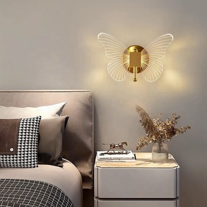 Gran oferta, <span class=keywords><strong>apliques</strong></span> de luz de pared nórdicos, accesorios de iluminación <span class=keywords><strong>Led</strong></span> modernos, lámpara de pared decorativa de mariposa acrílica de hierro dorado - Product Image 5