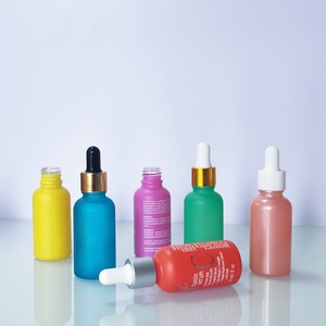 Empty Round Shoulder Glass <b>Dropper</b> <b>Bottle</b> 30ml 60ml 1oz Frosted Glass Screen Printed with White Ring for Essential Oil - Product Image 4