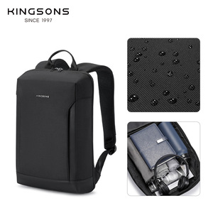 Kingsons Business Laptop <b>Backpack</b> Men's Minimalist Durable Travel Bag <b>With</b> Laptop <b>Compartment</b> Shoulder Straps Solid Color - Product Image 3