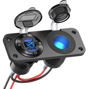 12V Thuốc lá nhẹ hơn ổ cắm Adapter với ánh sáng LED kép 30W QC3.0 và 30W PD sạc USB ổ cắm loại nhôm - Product Image 1